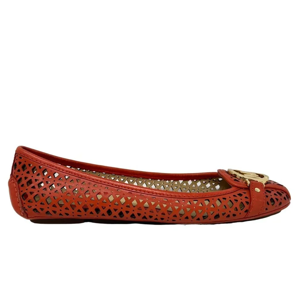 Michael‎ Kors Fulton Moc Sienna Orange Laser Cut Leather Size 7.5 M